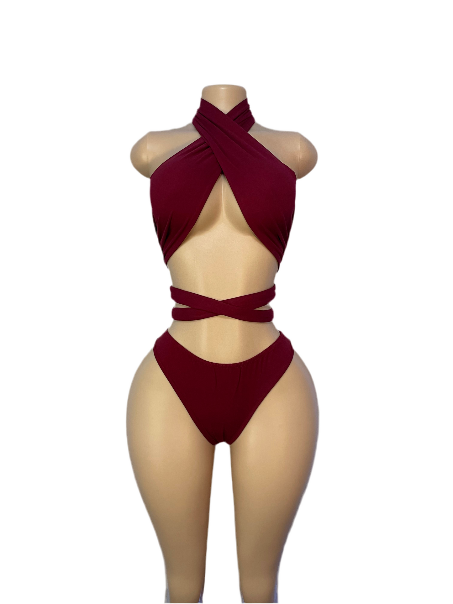 3pc Crop Maroon