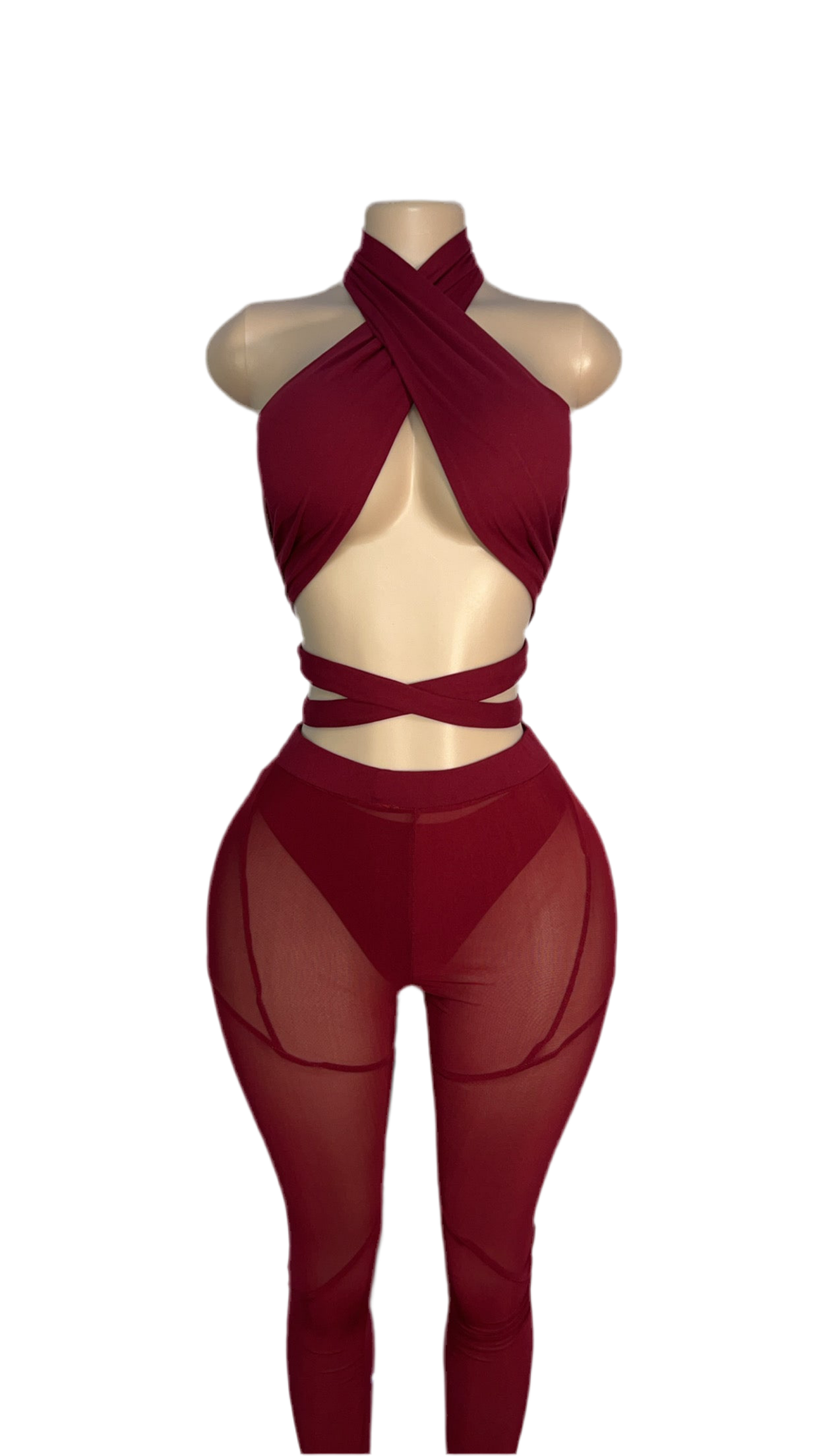 3pc Crop Maroon