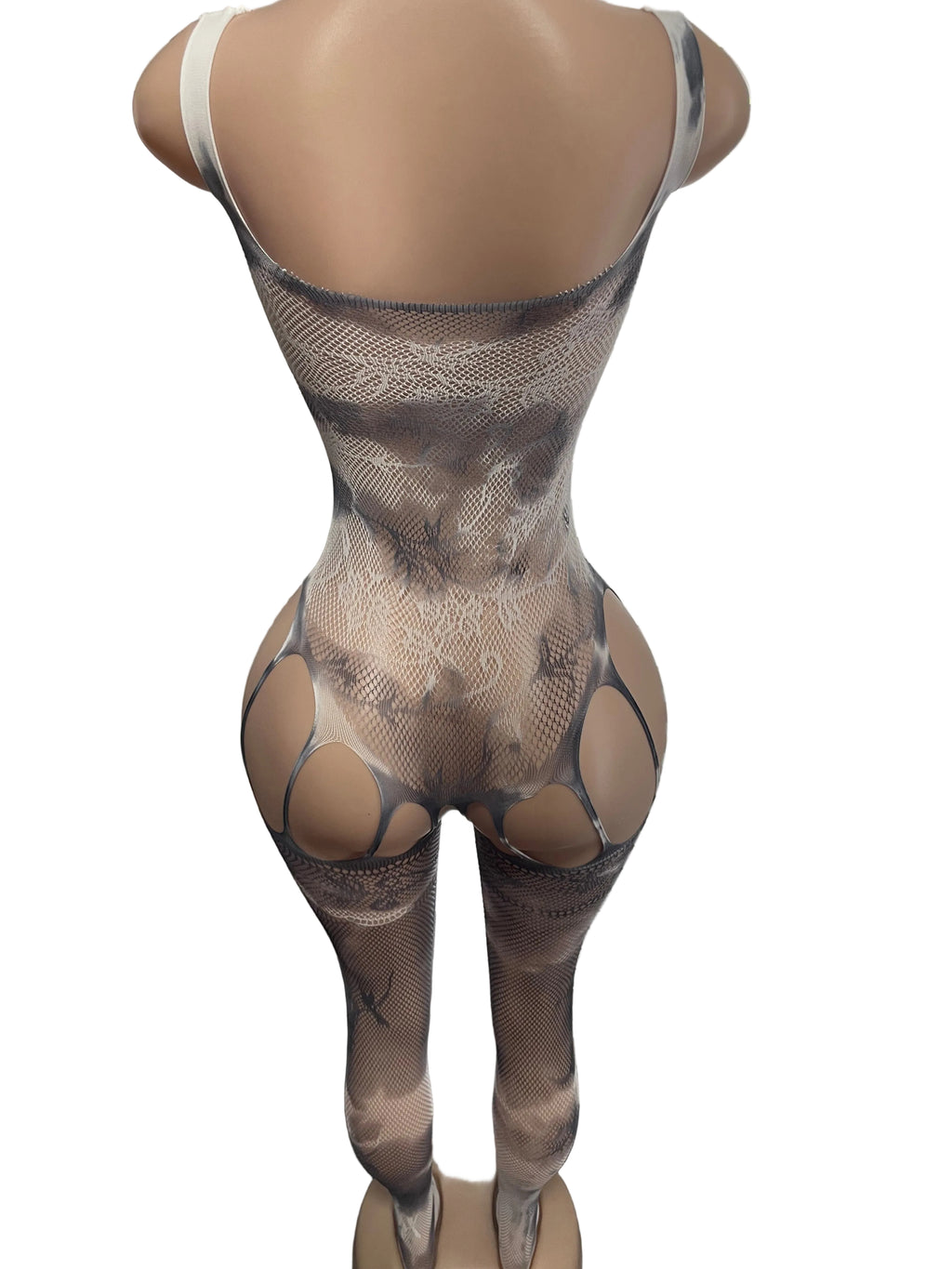 Snakeskin Print Mesh Bodystocking